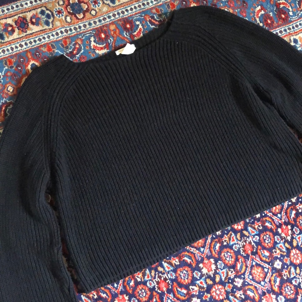 Black Rib Knit Sweater - Picture 2 of 9